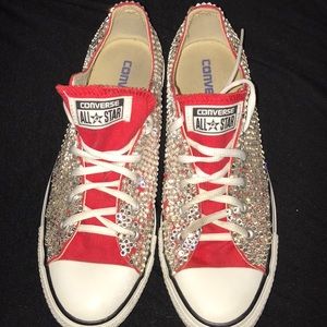 Red bedazzled converse shoes